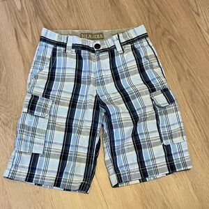 Boy’s Blue Plaid Islandia Cargo Shorts